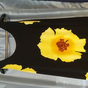 Black dress with yellow flowers